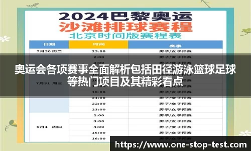 奥运会各项赛事全面解析包括田径游泳篮球足球等热门项目及其精彩看点