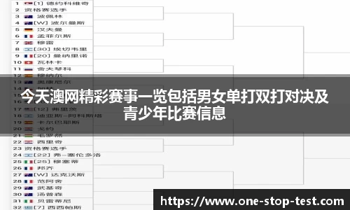 今天澳网精彩赛事一览包括男女单打双打对决及青少年比赛信息